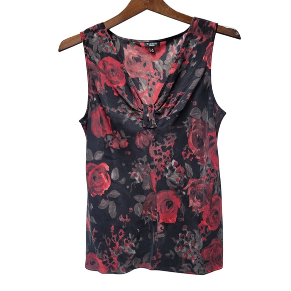 Talbots Women's V-neck Floral Sleeveless Silk Top Blouse 8 Excellent Condition - Picture 1 of 9